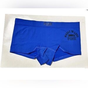 NEW Victoria’s Secret PINK YOGA Blue Seamless Low Rise Boyshort panty Medium M